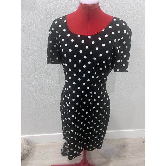 vintage My Michelle Black & White‎ Polka Dot Dress Fitted Career Cocktail - Picture 8 of 8